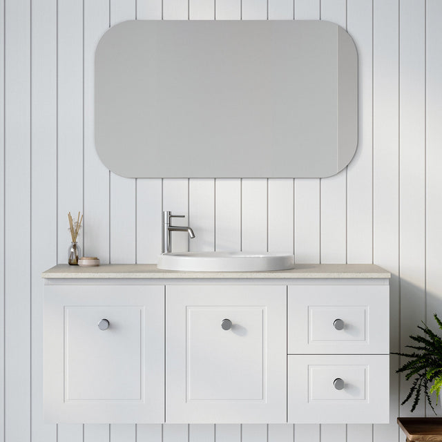 Nevada Classic Vanity 1200mm Centre White Gloss Above Counter Basin SilkSurface Top Wall hung (NVC-V-1200-C-SSA-W)