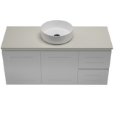 Nevada Classic Vanity 1200mm Centre White Gloss Above Counter Basin SilkSurface Top Wall hung (NVC-V-1200-C-SSA-W)