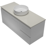 Nevada Classic Vanity 1200mm Centre White Gloss Above Counter Basin SilkSurface Top Wall hung (NVC-V-1200-C-SSA-W)