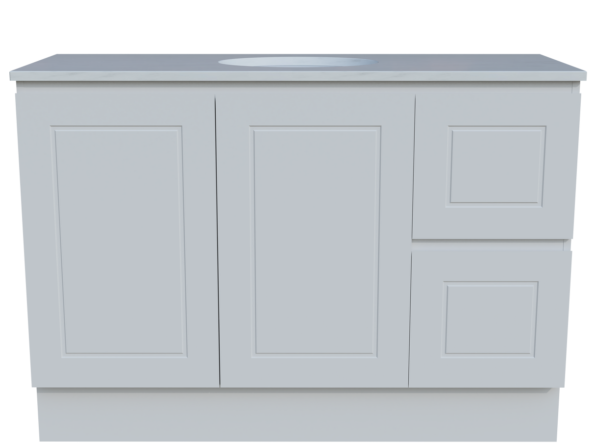 Nevada Classic Vanity 1200mm Centre White Gloss Under Counter Basin SilkSurface Top Floor standing (NVC-V-1200-C-SSU-F)