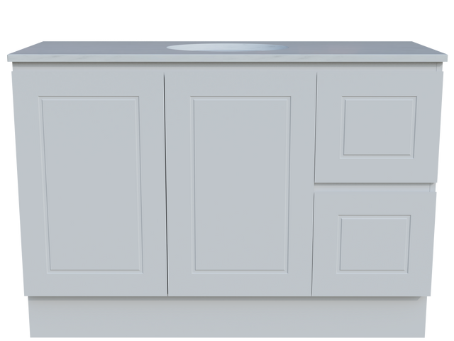 Nevada Classic Vanity 1200mm Centre White Gloss Under Counter Basin SilkSurface Top Floor standing (NVC-V-1200-C-SSU-F)