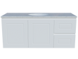 Nevada Classic Vanity 1200mm Centre White Gloss Under Counter Basin SilkSurface Top Wall hung (NVC-V-1200-C-SSU-W)