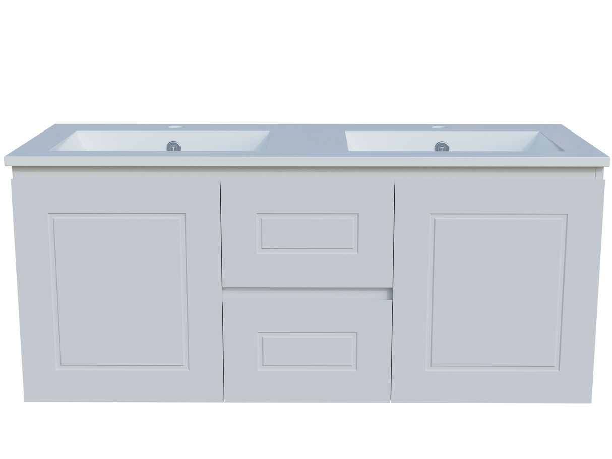 Nevada Classic Vanity 1200mm Double Bowl Alpha Top Wall hung (NVC-V-1200-D-APH-W)