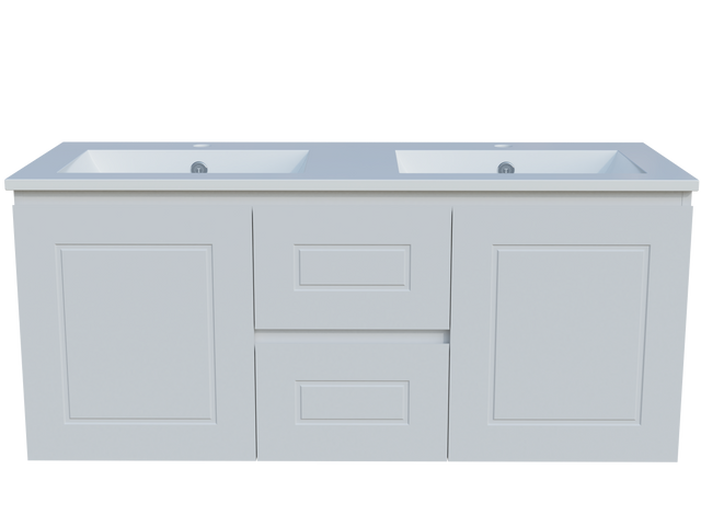 Nevada Classic Vanity 1200mm Double Bowl Alpha Top Wall hung (NVC-V-1200-D-APH-W)