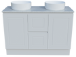 Nevada Classic Vanity 1200mm Double White Gloss Above Counter Basins SilkSurface Top Floor standing (NVC-V-1200-D-SSA-F)