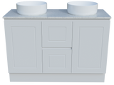Nevada Classic Vanity 1200mm Double White Gloss Above Counter Basins SilkSurface Top Floor standing (NVC-V-1200-D-SSA-F)