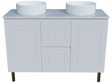 Nevada Classic Vanity 1200mm Double White Gloss Above Counter Basins SilkSurface Top On Legs (NVC-V-1200-D-SSA-L)