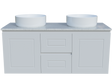 Nevada Classic Vanity 1200mm Double White Gloss Above Counter Basins SilkSurface Top Wall hung (NVC-V-1200-D-SSA-W)