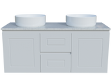 Nevada Classic Vanity 1200mm Double White Gloss Above Counter Basins SilkSurface Top Wall hung (NVC-V-1200-D-SSA-W)