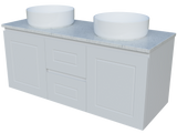 Nevada Classic Vanity 1200mm Double White Gloss Above Counter Basins SilkSurface Top Wall hung (NVC-V-1200-D-SSA-W)