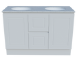Nevada Classic Vanity 1200mm Double White Gloss Under Counter Basins SilkSurface Top Floor standing (NVC-V-1200-D-SSU-F)