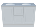 Nevada Classic Vanity 1200mm Double White Gloss Under Counter Basins SilkSurface Top Floor standing (NVC-V-1200-D-SSU-F)