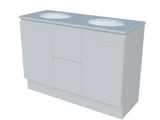 Nevada Classic Vanity 1200mm Double White Gloss Under Counter Basins SilkSurface Top Floor standing (NVC-V-1200-D-SSU-F)