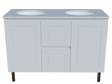 Nevada Classic Vanity 1200mm Double White Gloss Under Counter Basins SilkSurface Top On Legs (NVC-V-1200-D-SSU-L)