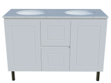 Nevada Classic Vanity 1200mm Double White Gloss Under Counter Basins SilkSurface Top On Legs (NVC-V-1200-D-SSU-L)