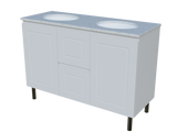 Nevada Classic Vanity 1200mm Double White Gloss Under Counter Basins SilkSurface Top On Legs (NVC-V-1200-D-SSU-L)