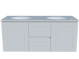 Nevada Classic Vanity 1200mm Double White Gloss Under Counter Basins SilkSurface Top Wall hung (NVC-V-1200-D-SSU-W)