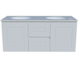 Nevada Classic Vanity 1200mm Double White Gloss Under Counter Basins SilkSurface Top Wall hung (NVC-V-1200-D-SSU-W)