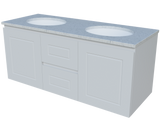 Nevada Classic Vanity 1200mm Double White Gloss Under Counter Basins SilkSurface Top Wall hung (NVC-V-1200-D-SSU-W)