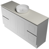 Nevada Classic Vanity 1500mm Centre White Gloss Above Counter Basin SilkSurface Top Floor standing (NVC-V-1500-C-SSA-F)