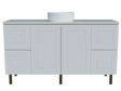 Nevada Classic Vanity 1500mm Centre White Gloss Above Counter Basin SilkSurface Top On Legs (NVC-V-1500-C-SSA-L)