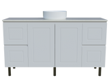 Nevada Classic Vanity 1500mm Centre White Gloss Above Counter Basin SilkSurface Top On Legs (NVC-V-1500-C-SSA-L)