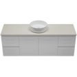 Nevada Classic Vanity 1500mm Centre White Gloss Above Counter Basin SilkSurface Top Wall hung (NVC-V-1500-C-SSA-W)