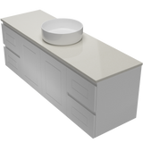 Nevada Classic Vanity 1500mm Centre White Gloss Above Counter Basin SilkSurface Top Wall hung (NVC-V-1500-C-SSA-W)