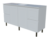Nevada Classic Vanity 1500mm Centre White Gloss Under Counter Basin SilkSurface Top On Legs (NVC-V-1500-C-SSU-L)
