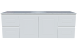 Nevada Classic Vanity 1500mm Centre White Gloss Under Counter Basin SilkSurface Top Wall hung (NVC-V-1500-C-SSU-W)