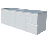 Nevada Classic Vanity 1500mm Centre White Gloss Under Counter Basin SilkSurface Top Wall hung (NVC-V-1500-C-SSU-W)