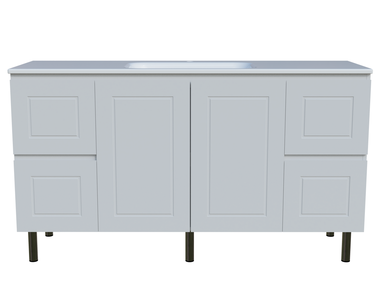 Nevada Classic Vanity 1500mm Centre Bowl Stadium Top On Legs (NVC-V-1500-C-STD-L)