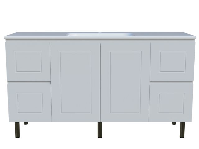 Nevada Classic Vanity 1500mm Centre Bowl Stadium Top On Legs (NVC-V-1500-C-STD-L)