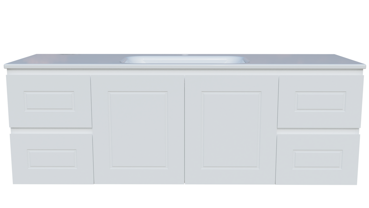 Nevada Classic Vanity 1500mm Centre Bowl Stadium Top Wall hung (NVC-V-1500-C-STD-W)