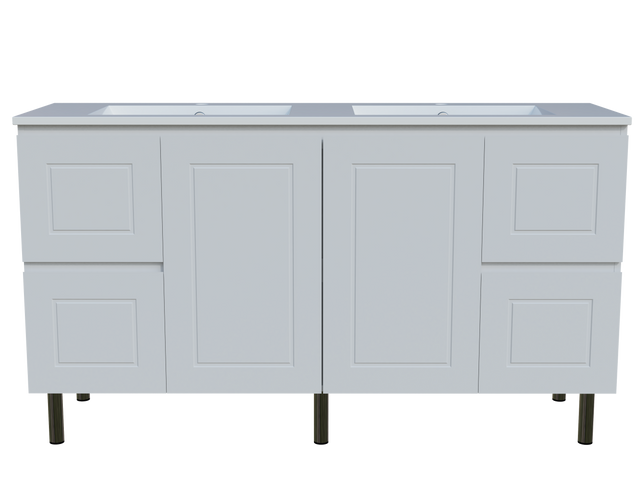 Nevada Classic Vanity 1500mm Double Bowl Alpha Top On Legs (NVC-V-1500-D-APH-L)
