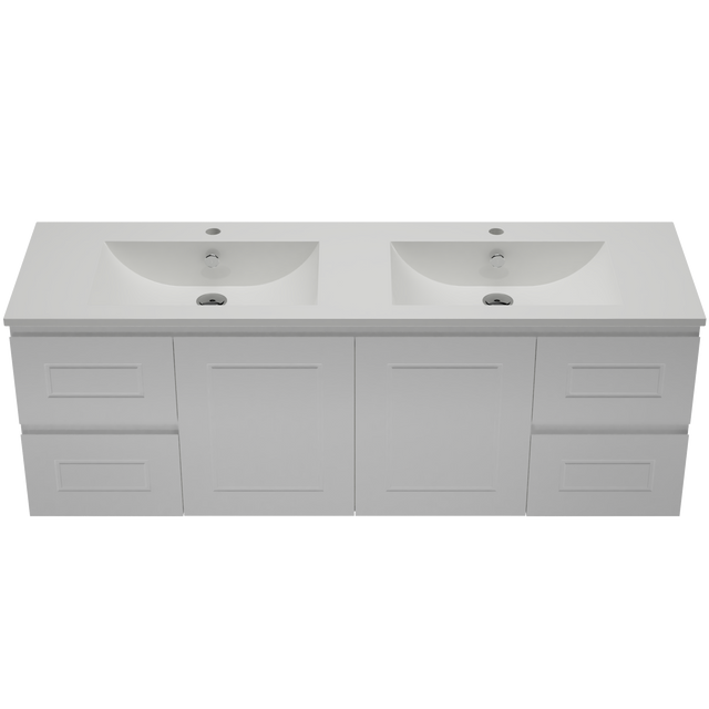 Nevada Classic Vanity 1500mm Double Bowl Alpha Top Wall hung (NVC-V-1500-D-APH-W)