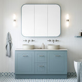 Nevada Classic Vanity 1500mm Double White Gloss Above Counter Basins SilkSurface Top Floor standing (NVC-V-1500-D-SSA-F)