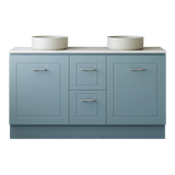 Nevada Classic Vanity 1500mm Double White Gloss Above Counter Basins SilkSurface Top Floor standing (NVC-V-1500-D-SSA-F)