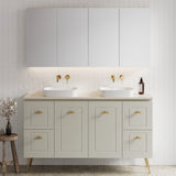 Nevada Classic Vanity 1500mm Double White Gloss Above Counter Basins SilkSurface Top On Legs (NVC-V-1500-D-SSA-L)