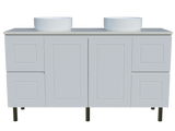 Nevada Classic Vanity 1500mm Double White Gloss Above Counter Basins SilkSurface Top On Legs (NVC-V-1500-D-SSA-L)
