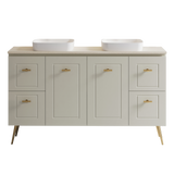 Nevada Classic Vanity 1500mm Double White Gloss Above Counter Basins SilkSurface Top On Legs (NVC-V-1500-D-SSA-L)