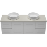 Nevada Classic Vanity 1500mm Double White Gloss Above Counter Basins SilkSurface Top Wall hung (NVC-V-1500-D-SSA-W)