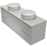 Nevada Classic Vanity 1500mm Double White Gloss Above Counter Basins SilkSurface Top Wall hung (NVC-V-1500-D-SSA-W)