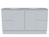 Nevada Classic Vanity 1500mm Double White Gloss Under Counter Basins SilkSurface Top Floor standing (NVC-V-1500-D-SSU-F)