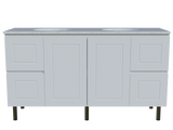 Nevada Classic Vanity 1500mm Double White Gloss Under Counter Basins SilkSurface Top On Legs (NVC-V-1500-D-SSU-L)