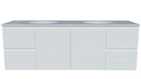 Nevada Classic Vanity 1500mm Double White Gloss Under Counter Basins SilkSurface Top Wall hung (NVC-V-1500-D-SSU-W)