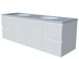Nevada Classic Vanity 1500mm Double White Gloss Under Counter Basins SilkSurface Top Wall hung (NVC-V-1500-D-SSU-W)