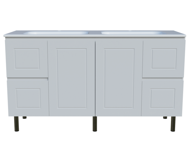 Nevada Classic Vanity 1500mm Double Bowl Stadium Top On Legs (NVC-V-1500-D-STD-L)