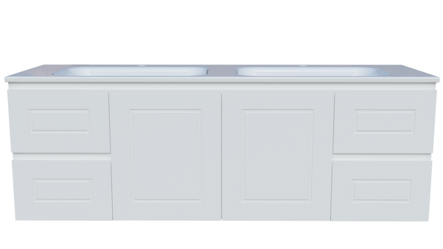 Nevada Classic Vanity 1500mm Double Bowl Stadium Top Wall hung (NVC-V-1500-D-STD-W)