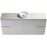 Nevada Classic Vanity 1800mm Centre White Gloss Above Counter Basin SilkSurface Top Floor standing (NVC-V-1800-C-SSA-F)